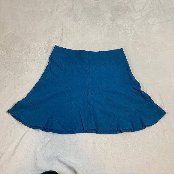 LOFT blue stretch unlined elastic stretch waist zipper close mini skirt - Picture 1 of 8